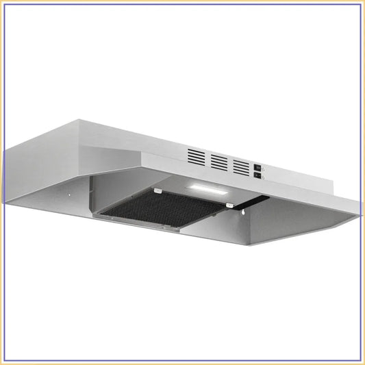 30 Inch Under Cabinet Range Hood, 280CFM Stainless Steel Kitchen Vent, Ducted/Ductless Convertible, 2 Speeds, LED Light