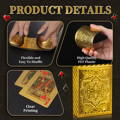 Gold Size Playing Cards | 1/2/4 Pack Plastic Waterproof Poker Set | Professional Board Games | Adult Game Gift for Holidays, Vac
