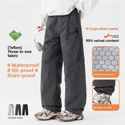 Harbin Snow Equipment Men's Fleece Lined Thickened down Hiking Pants Windproof Waterproof Youth Trend Bamboo Charcoal Fiber K...