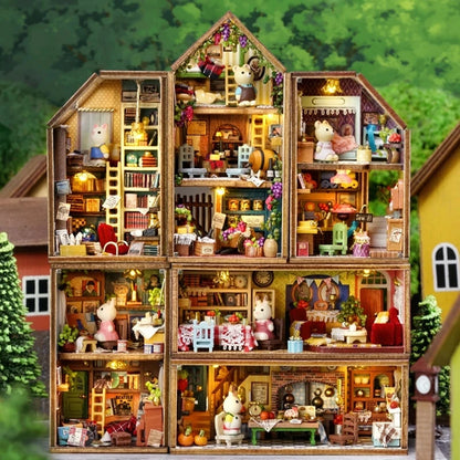 Case Wooden Miniature Doll House DIY maiso Handmade Assembly Model Building Kit 3D Puzzle Toy Birthday Gift Dollhouse Miniatures