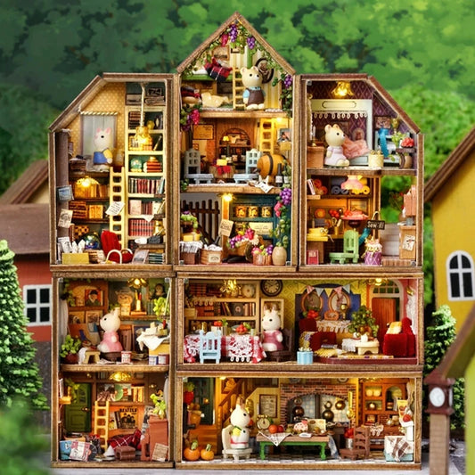 Case Wooden Miniature Doll House DIY maiso Handmade Assembly Model Building Kit 3D Puzzle Toy Birthday Gift Dollhouse Miniatures