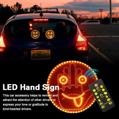 Finger Gesture Light, Funny Led Hand Sign with Remote,with Multiple Light and Pattern Modes, Easy to Use, Ideal for Car, Truck Gifts (One Color Round 8 Modes（1Pcs）)