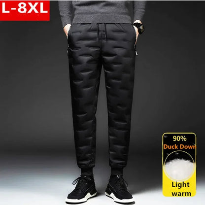 Winter Down Pants Men Outdoor 8XL 7XL 6XL Plus Size Warm Thicken Waterproof White Duck Thermal Trousers Windproof Male Jogger