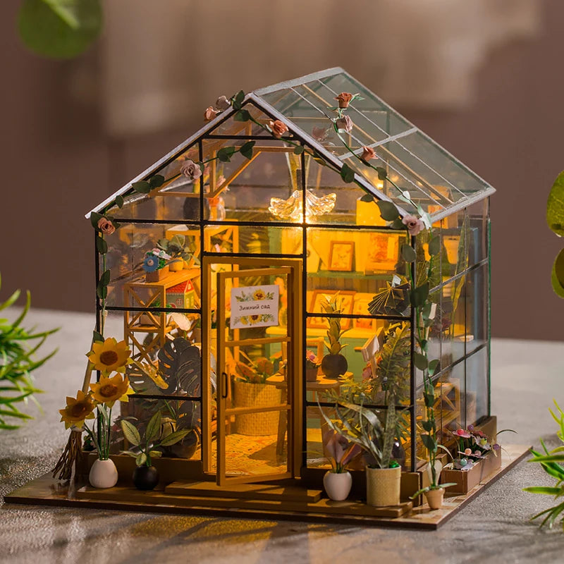 Wooden Miniature Doll House 3D Puzzle Assembly Building Model Kit Small Room Toys Home With Furniture Birthday Gifts Dollhouse﻿