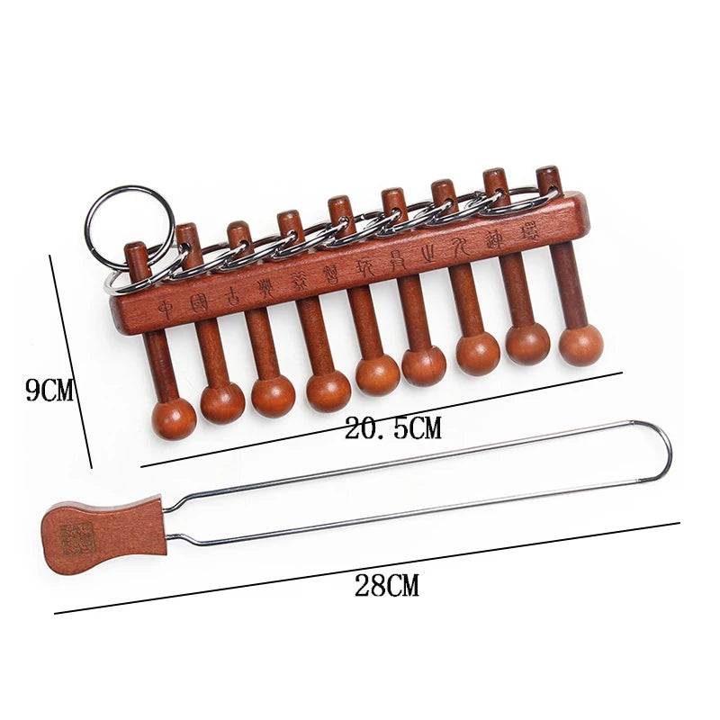 Classical Difficulty Metal Wire Brain Teaser Solution Nine Ring Puzzle IQ Test Problem Solving Toys For Adults Kids Boys Girls