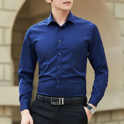 White Shirt Men's Long Sleeved Korean Slim Fit Business Casual Best Man Shirt Trend Men's Professional Dress Tie Inch Shirt