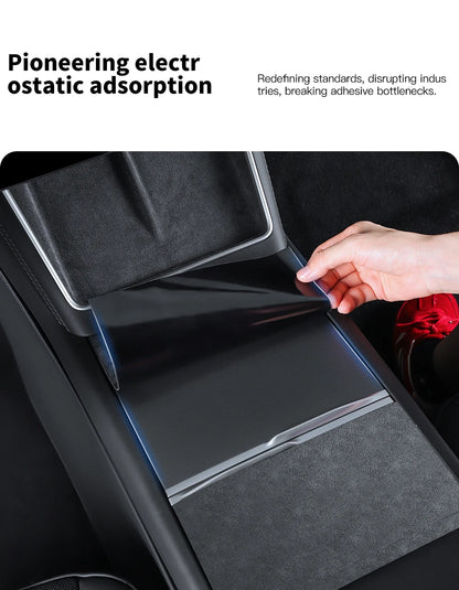 YZ Center Console Panel Sticker For Tesla Model 3/Y/YL Highland Juniper Electrostatic Adsorption Sticker Suede Film