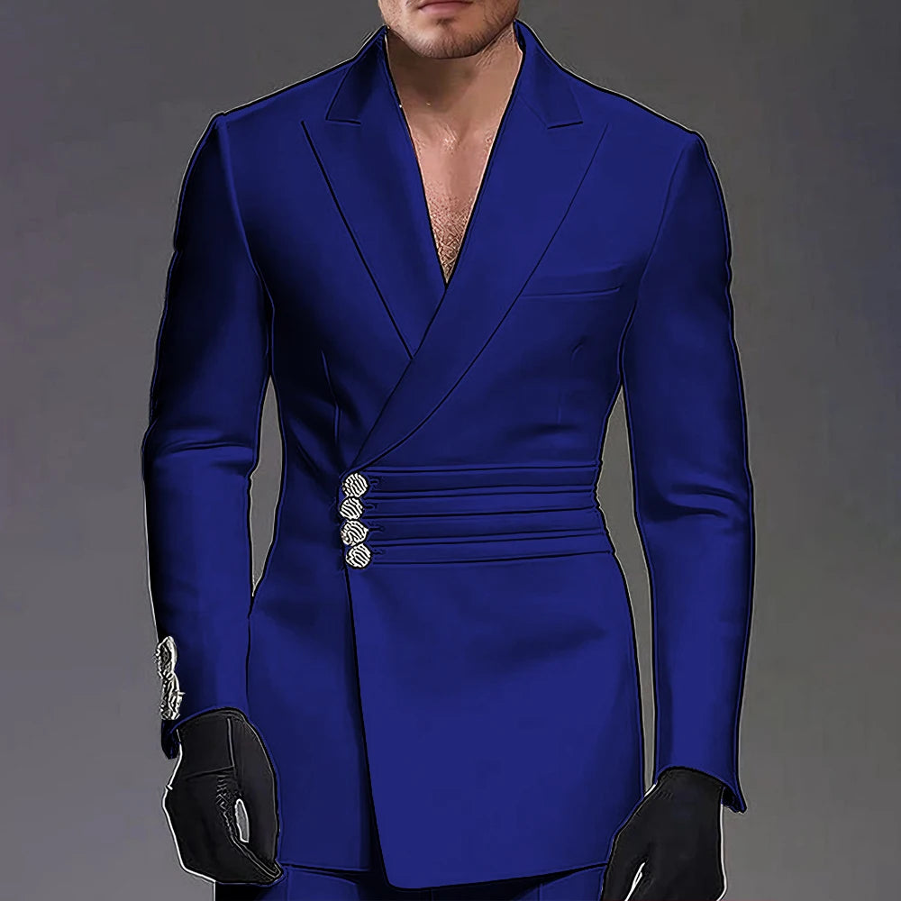 Wedding-ready Slim-fit Men Suit 2 Pieces(Jacket+Pants) Groom Suit Single-breasted Peak-lapel Formal Set for Elegance Custom