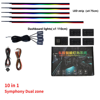 22in1 Symphony Streamer  Car Ambient Lights  Full Color Universal LED Interior Hidden Acrylic Strip Symphony Atmosphere Lamp