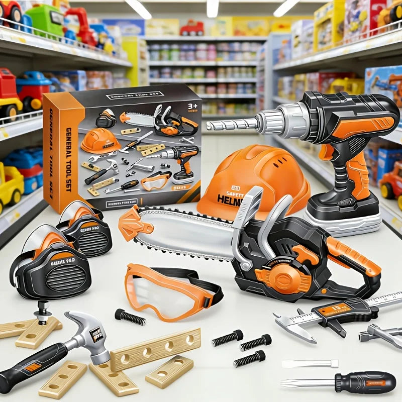Kids Tool Set Toys with Drill Electric Chainsaw Helmet Construction Tools Gifts for Boys Christmas Birthday Gifts for Toddlers