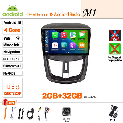 Android 15 For Peugeot 207 207CC 2006 - 2015 Car Radio Multimedia Video Player Stereo Head Unit 2 din Wireless Android Auto Wifi