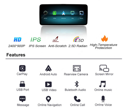 12.3“Wireless CarPlay For Mercedes Benz GLA CLA GLC GLK W205 W176 C117  Ultra thin Touch Multimedia screen with Android Auto BT