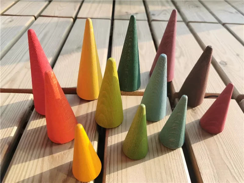 25pcs Kids Large Wood Building Rollers Rainbow Blocks Stain Basswood Stacking Cylinders Educational Creative Toys
