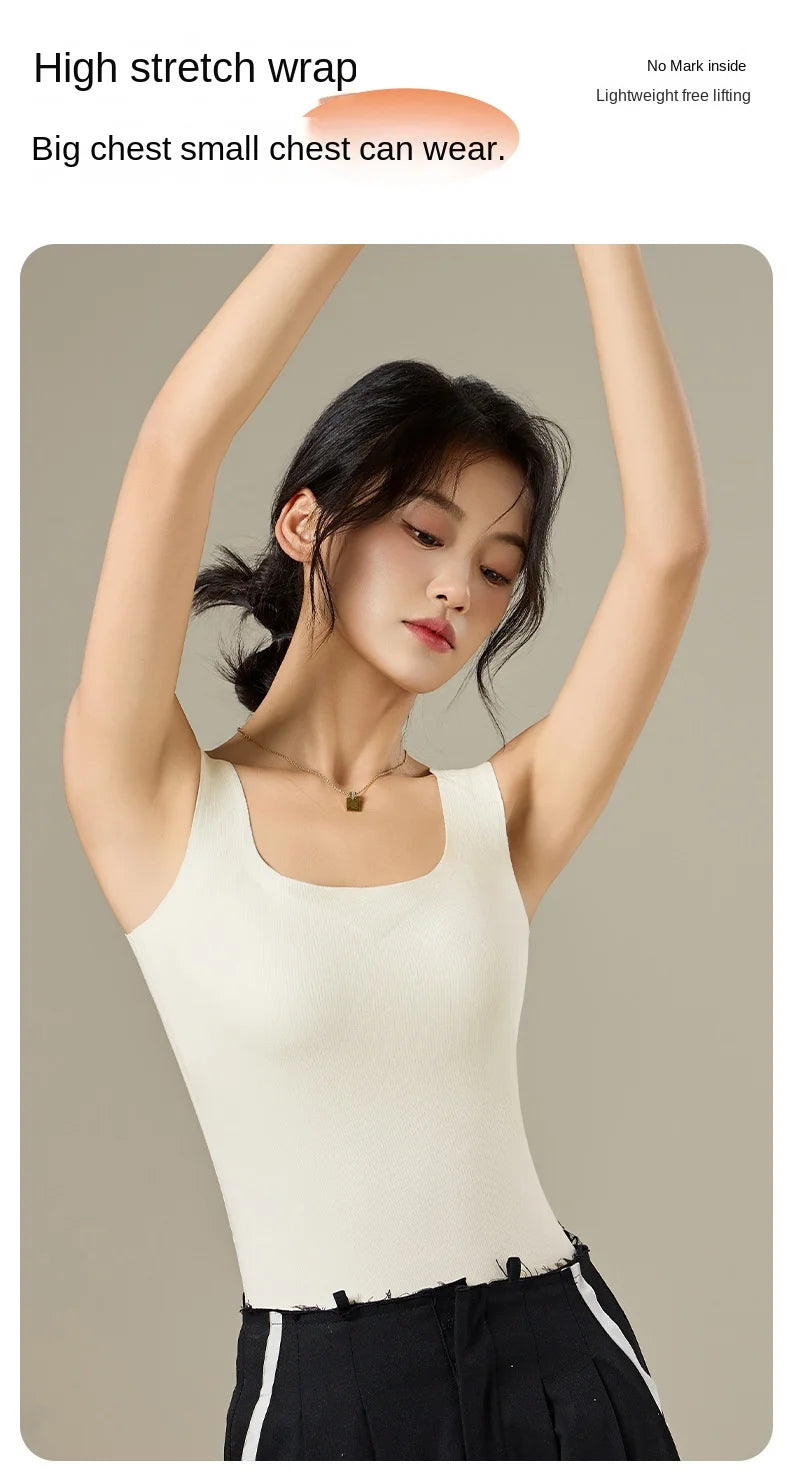 M-2XL For 40-75kg German Velvet Thermal Tank Top Women With Chest Pad Autumn and Winter Thickened Seamless Underwear