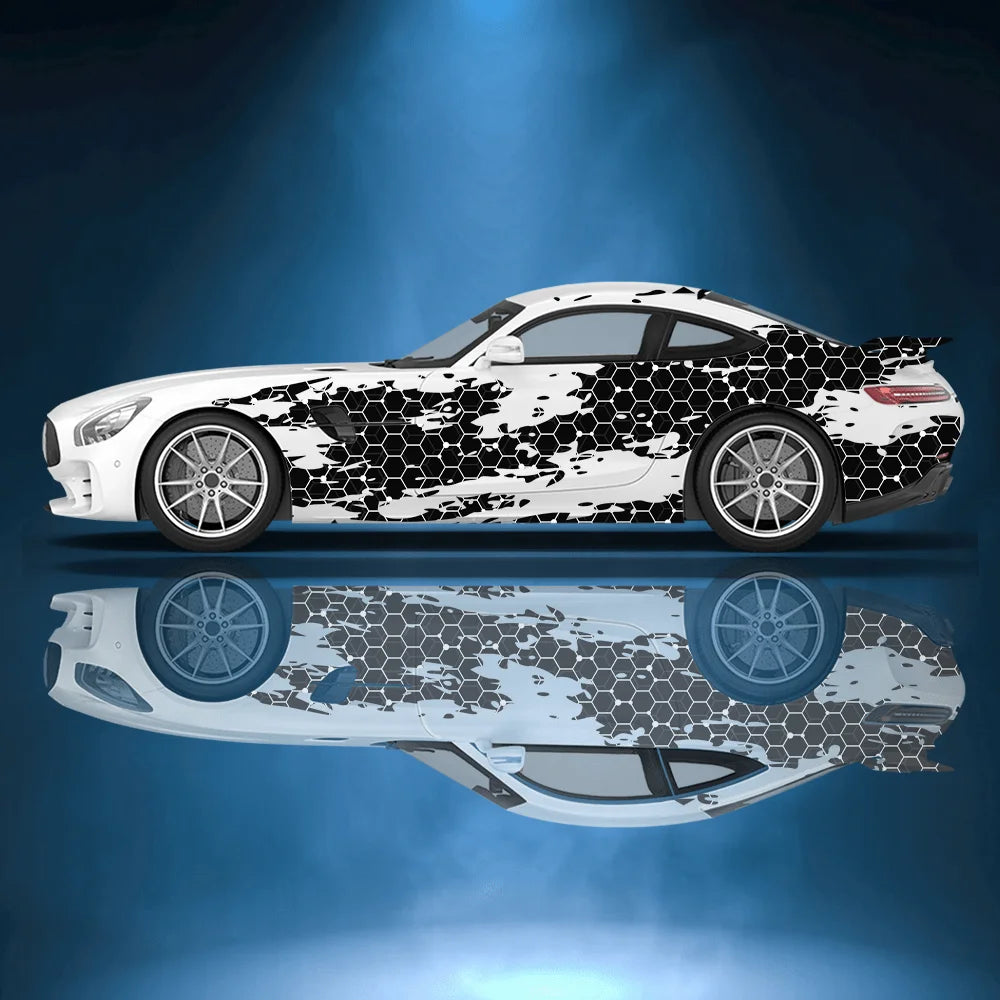 Geometric Abstract Honeycomb Patterned Car Stickers Full Body Wrap Decal Decorative Scratch Protection Automotive
