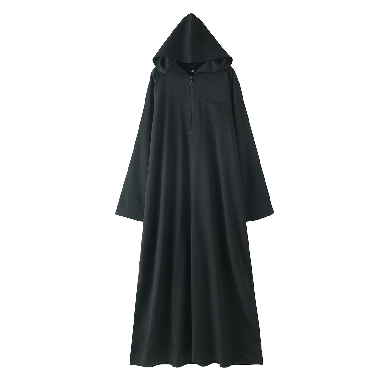 TH848 Men's Muslim Middle Eastern Men Long Sleeves Hooded Solid Color Zipper Robe Arab Male Jubba Thobe