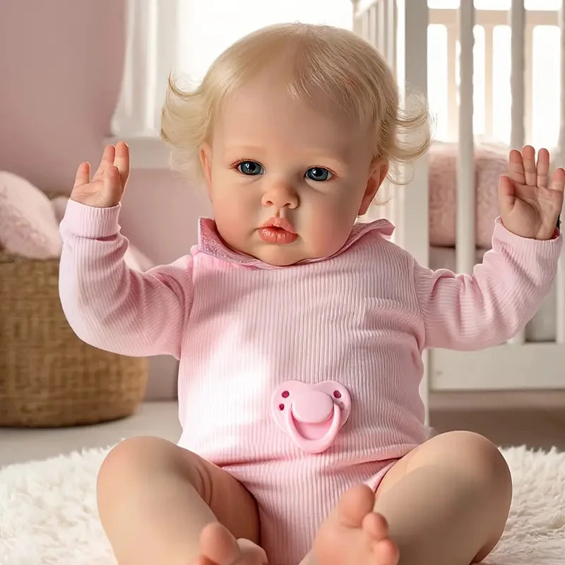 NPK 24inch Ellie Toddler Doll Princess Girl Lifelike Reborn Soft Touch 3D Skin Art Doll with Hand Rooted Hair Newborn Simulation