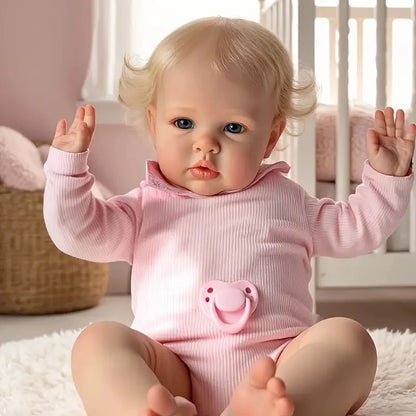NPK 24inch Ellie Toddler Doll Princess Girl Lifelike Reborn Soft Touch 3D Skin Art Doll with Hand Rooted Hair Newborn Simulation