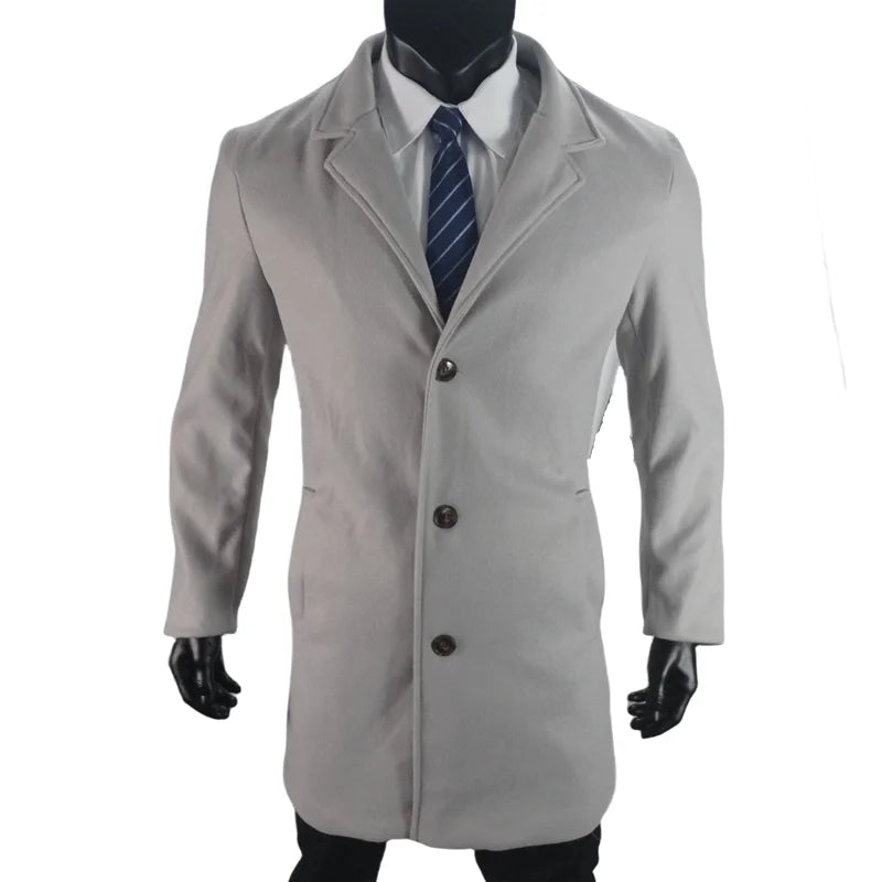 Men's Coat Lined Autumn Winter New Jackets Man Long Clothes Jacket England British Style Wool  Lapel Outerwear EU Size M-XXL