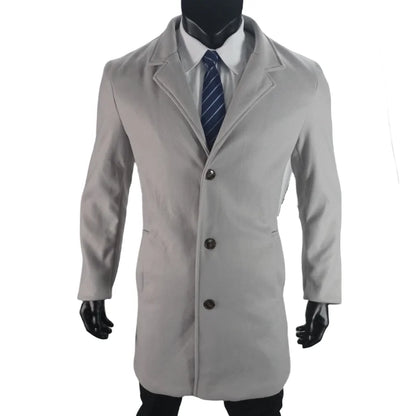 Men's Coat Lined Autumn Winter New Jackets Man Long Clothes Jacket England British Style Wool  Lapel Outerwear EU Size M-XXL