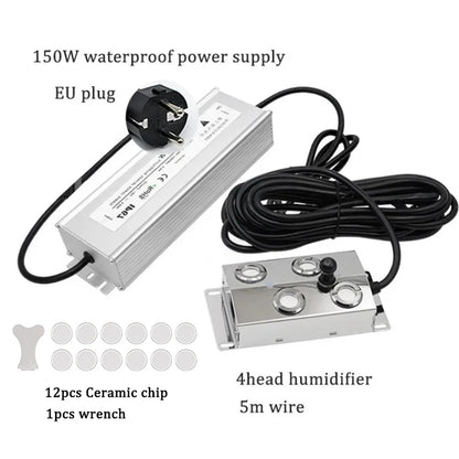 2/4/6/8/10/12 Head Ultrasonic Mist Maker Fogger Stainless Steel Air Humidier Garden/Rockery/Pool Fog Sprayer Generator 220V