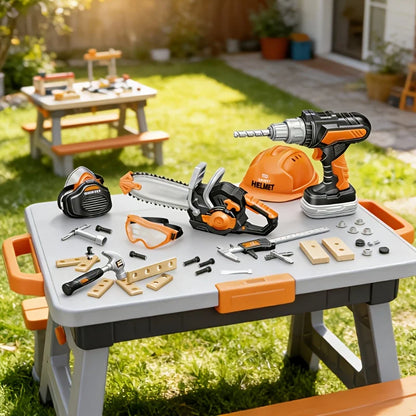 Kids Tool Set Toys with Drill Electric Chainsaw Helmet Construction Tools Gifts for Boys Christmas Birthday Gifts for Toddlers