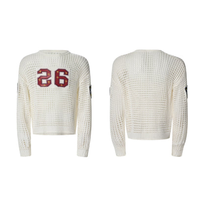 Black Hollow out Knitted Sweater for Men Spring Summer Thin Style Embroidery Punk Style Casual Wear Comfortable And Breathable