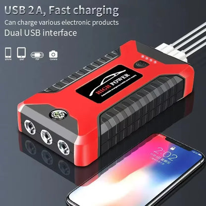 4 In 1 600A Jump Starter Power Bank 5400mAh  Air Compressor Tire Pump Portable Charger Car Booster Starting Device