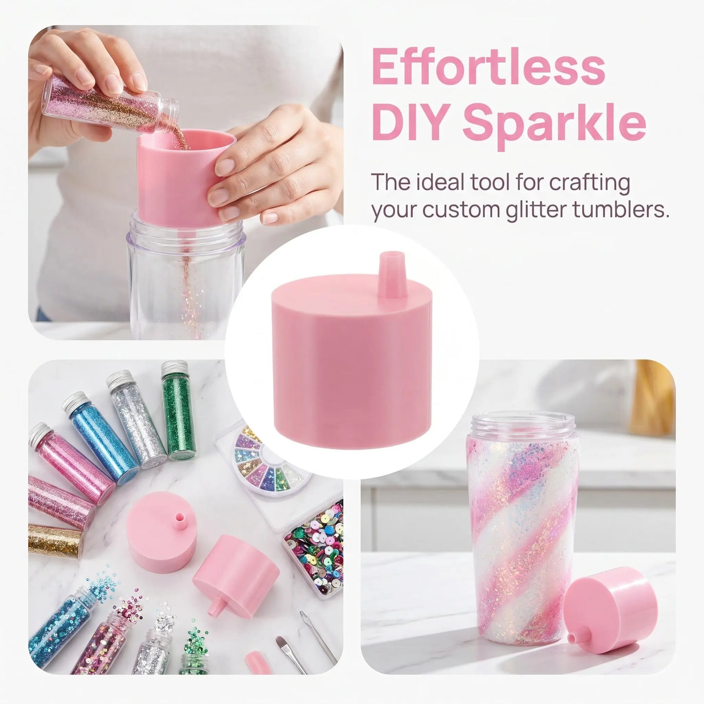 2Pcs No Mess Glitter Funnel Craft Snow Globe Tumbler Supplies Plastic Filling Tool DIY Cup Making Kit Snow Globe Tumbler