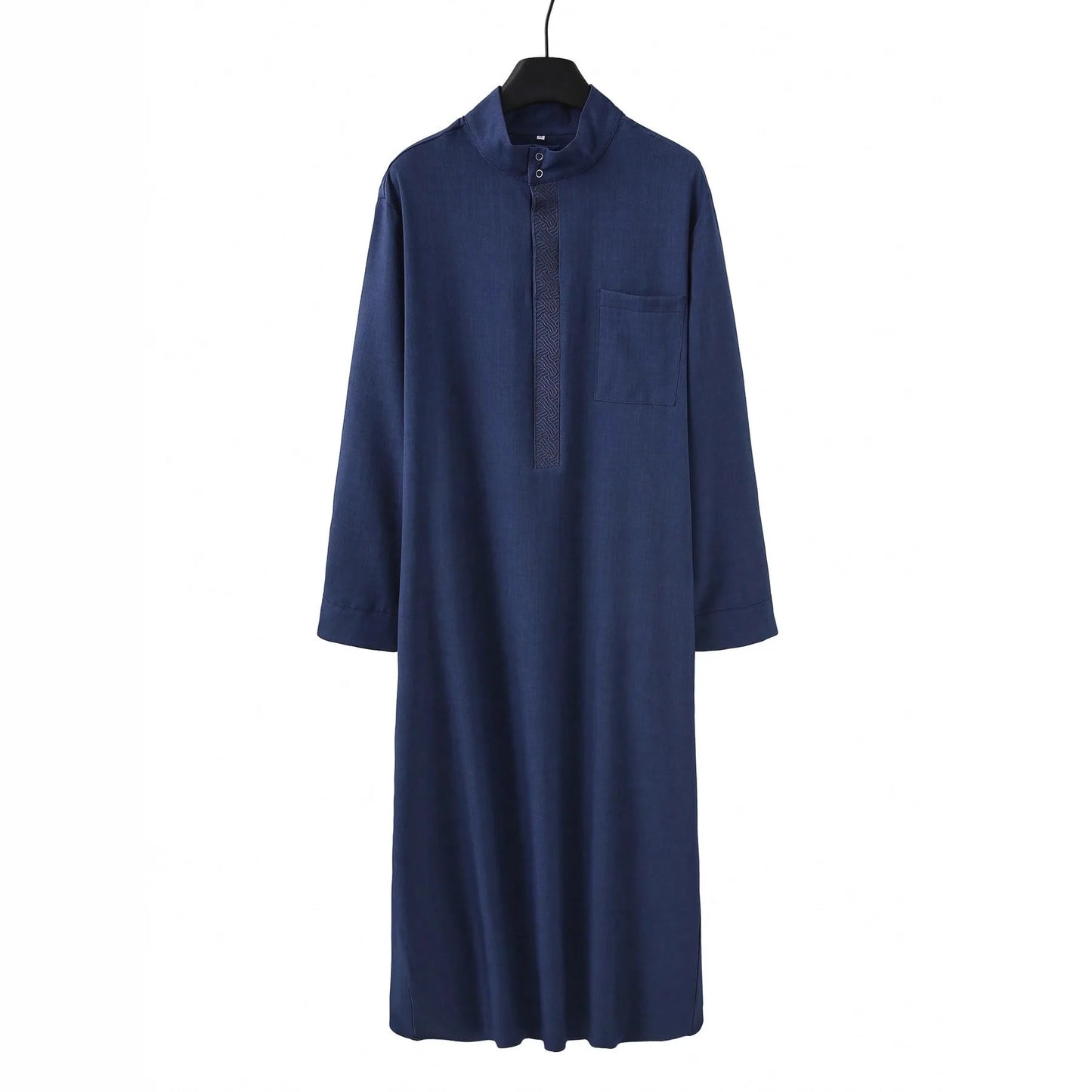 Men's Robe Solid Color Simple Long Sleeve Stand Collar Loose Saudi Islamic Men's Thobe