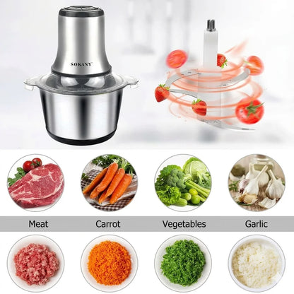 800W 3L Electric Meat Grinder Multifunction Food Processor Stainless Steel Kitchen Grinder Vegetable Chopper Slicer Machine Home