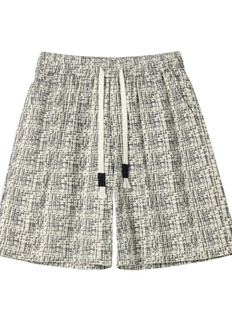 American Retro Plaid Men's Summer Thin Five-Point Loose Corduroy Shorts Basketball Sporty Casual Breathable Lightweight Pants
