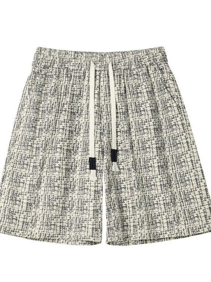 American Retro Plaid Men's Summer Thin Five-Point Loose Corduroy Shorts Basketball Sporty Casual Breathable Lightweight Pants
