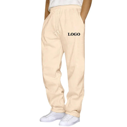 Customized Straight Leg Sweatpants Men Autumn Winter Personality Printed Thicken Jogger Pants Pocket Trousers Streetwear S - 5XL