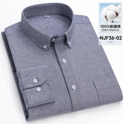 New in Tops Pure Cotton Oxford Plaid Striped Shirts For Men Long Sleeve Classic Business Formal Slim Fit Casual Designer Clothes