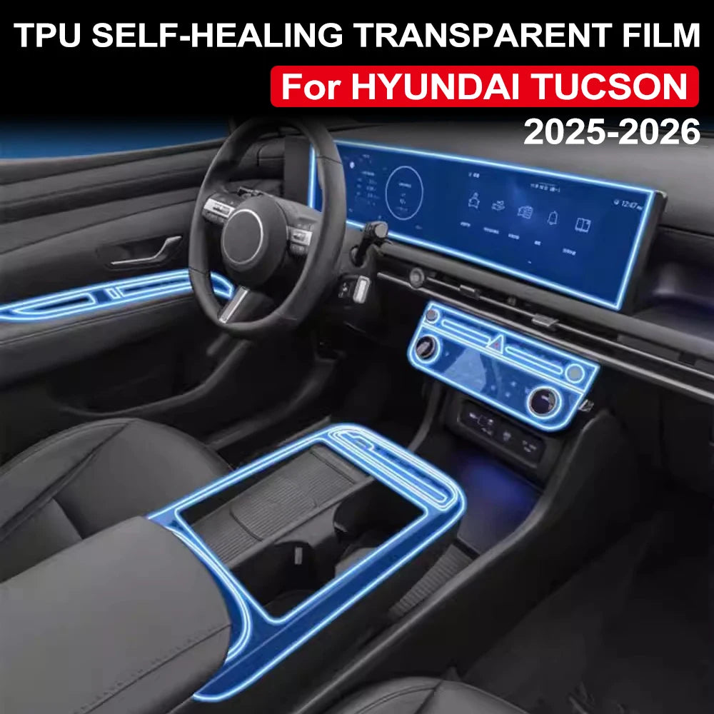Car Interior Transparent TPU Film for Hyundai Tucson 2025 2026 Gear Panel GPS Navigation Center Console Pre-cut PPF Accessories