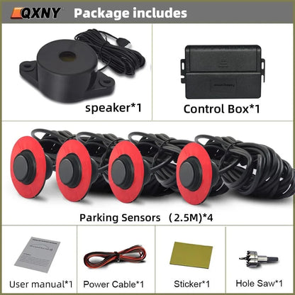 Flush Mount 4 Probe Reverse Parking Sensor Adjustable Depth Bumper Backup Radar System with Distance Alert  Aid