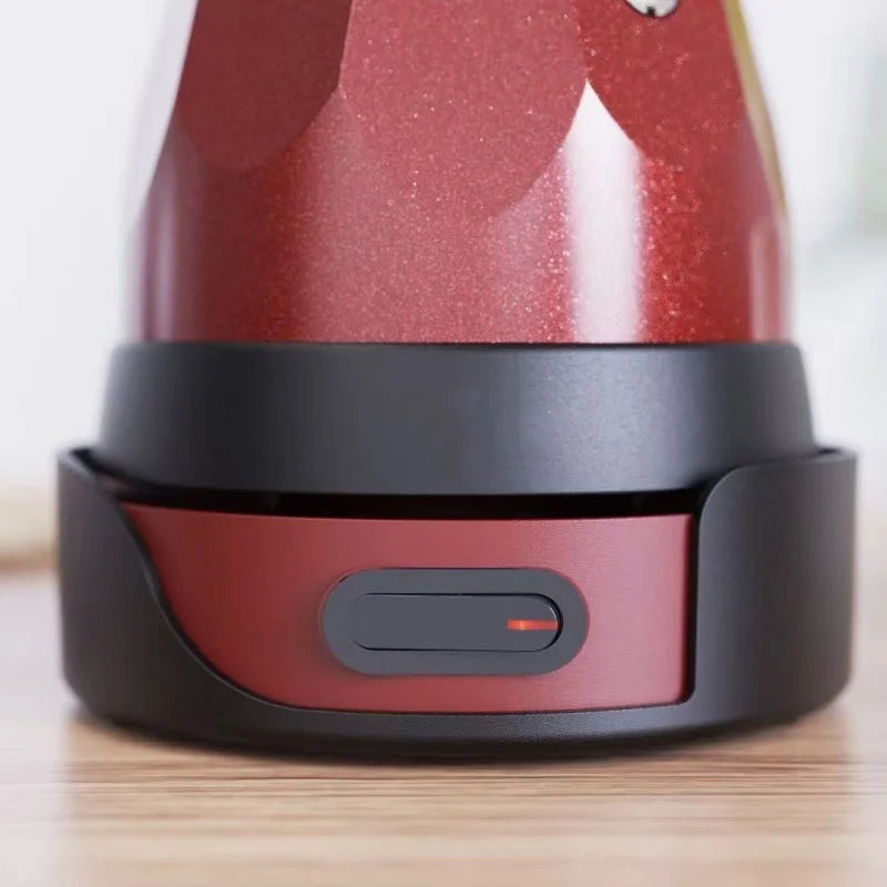 110V/220V Electric Coffee Maker Portable Aluminum Mocha Pot Electric Italian Coffee Maker Percolator for Home Red 150ml/3 Cups