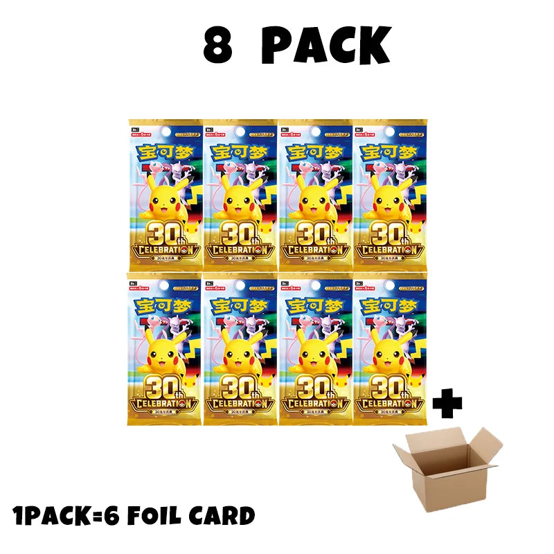 New Pokemon 30th Anniversary All Foil Cards Chinese Ver Booster Pack Special New PTCG Sealed FUR Pikachu Cards For Collection