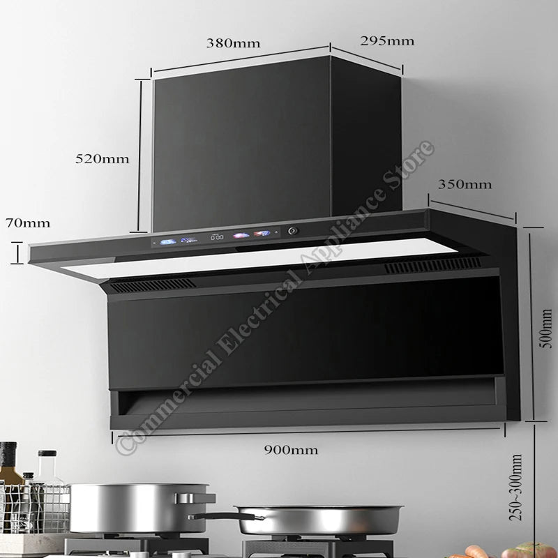 Range Hood With Voice and Waving Smart Control Low Noise Cookware Chimney Smart Sensor Kitchen Range Hood