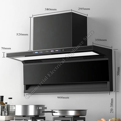 Range Hood With Voice and Waving Smart Control Low Noise Cookware Chimney Smart Sensor Kitchen Range Hood