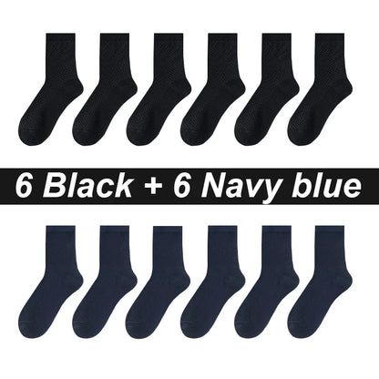 12Pairs Bamboo Fiber Socks Men Casual Business Mesh Breatheable Anti-Bacterial Comfortable High Quality Sock Male Size EU38-45