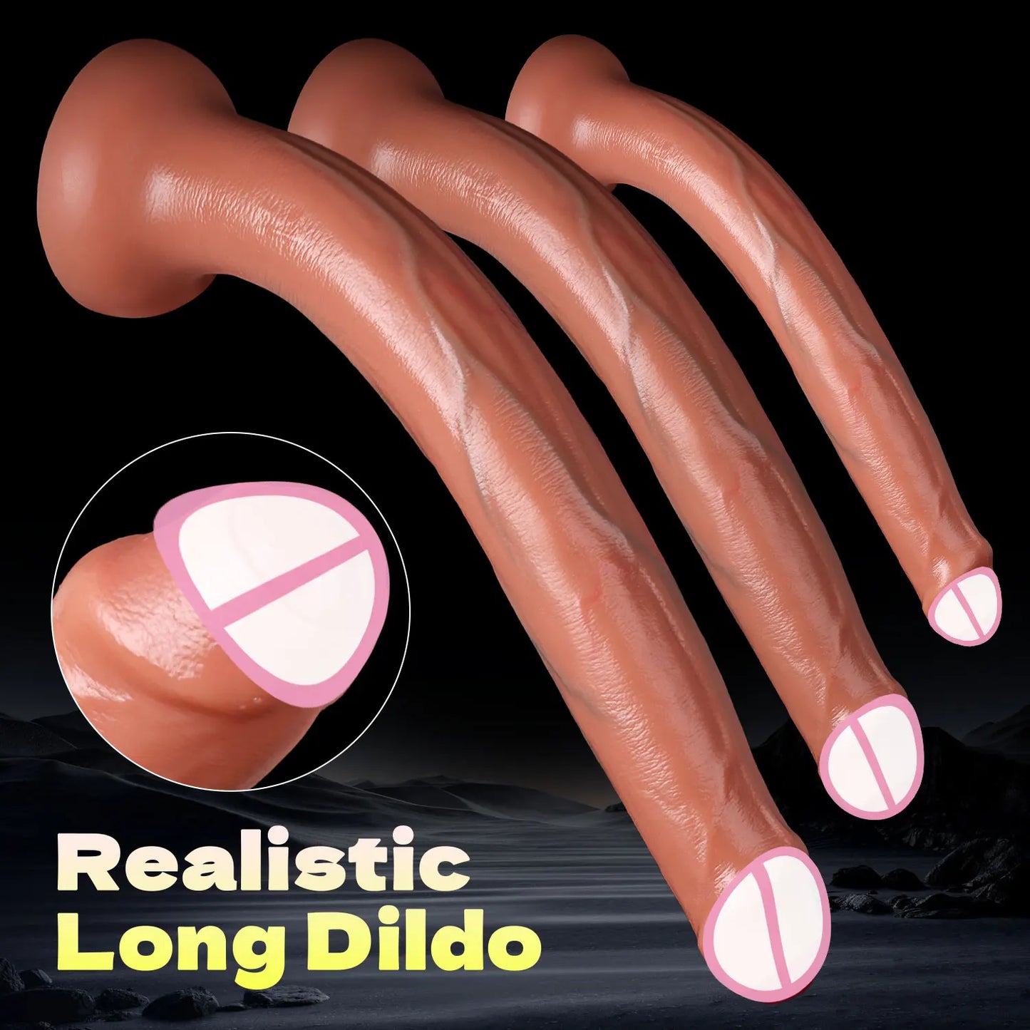 Extra Long Realistic Dildos G-Spot Stimulation Deep Touch Penis Vagina Anal Massage Penetration Dick  Sex Toys for Women and Men