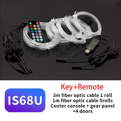 Car Interior Led Decorative Lamp Remote App EL Wiring Neon Strip For Auto DIY Flexible Ambient Light USB Party Atmosphere Diode