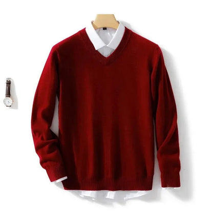 Men's Wool Cashmere Sweater O-Neck Pullovers Knitted Sweaters Autumn Winter Long Sleeve High-End Jumpers Tops Knitwear Male 3XL