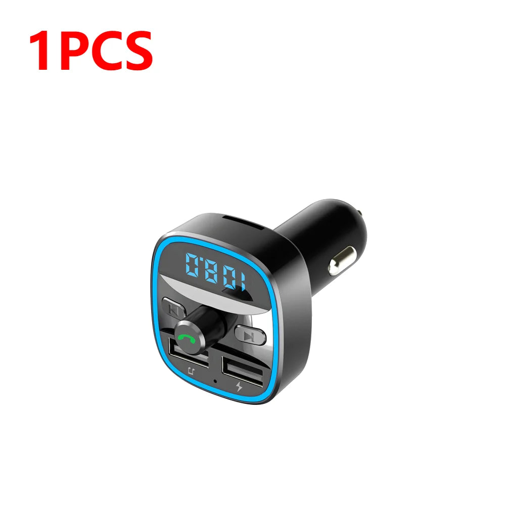 Portable Car Bluetooth 5.0 FM Transmitter Car MP3 Player Practical Multi-functional Dual USB Fast Charging Wireless Car Charger