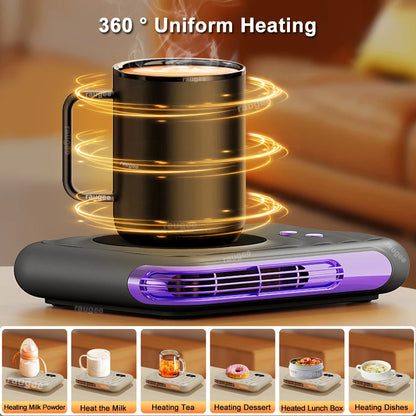 Mini Mug Warmer 2 in 1 Fan Warmer 220V  Electric Cup Heater 3 Temperature 75℃ Milk Tea Water Cup Heaters Desk Heating Pad