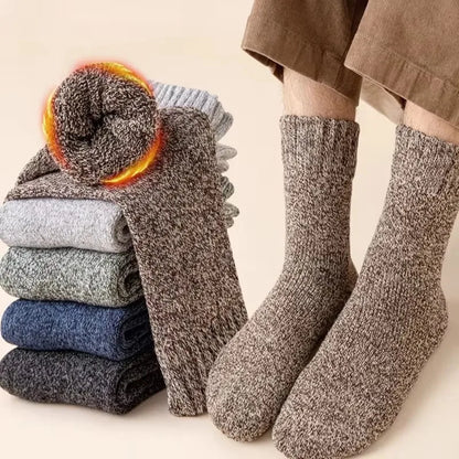 5pairs Winter Merino Wool Socks for Men Super Thick Warm High Quality Harajuku Retro Snow Casual Antifreeze Cashmere Socks Men