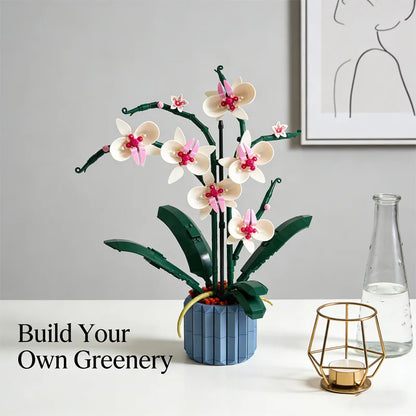 Orchid Bonsai 600+PCS DIY Building Blocks Kit Creative Potted Plant Model Children's Birthday Gifts Fun Adults Toys For Girls