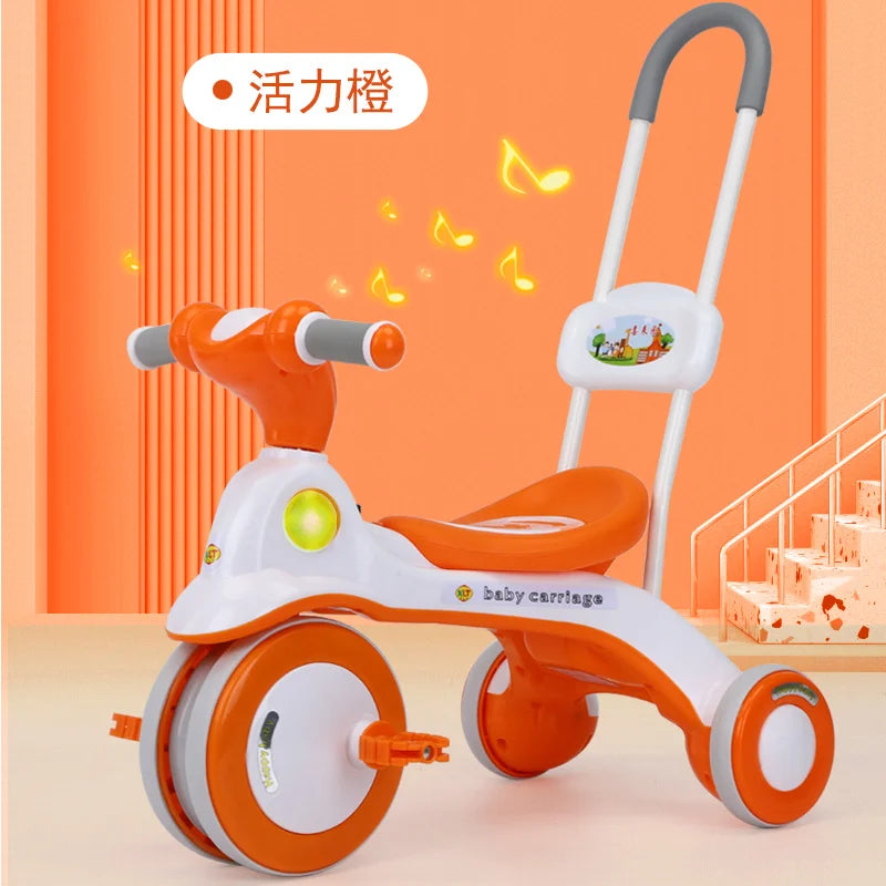 Kiddie Car Anti-rollover Safe Silent Sliding Bike Outdoor Children Pedaling Bicycle with Lights Music Tricycles Toy Gift for Kid